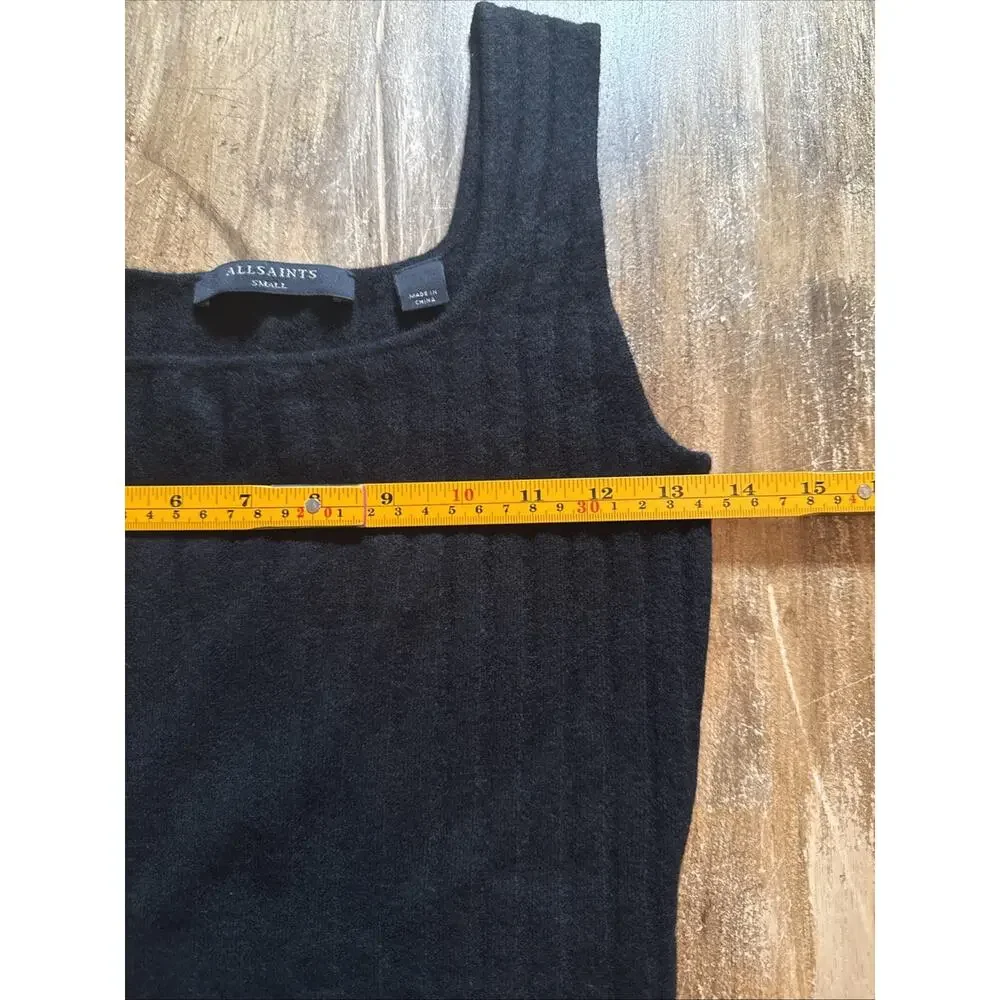 All Saints Dress Margot Crew Wool Aplaca Blend Ribbed Sweater Tank Dress Black S
